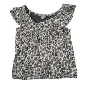 Anthropologie Dolan Animal Print Savannah Top Women's Large Black/Cream Tweed